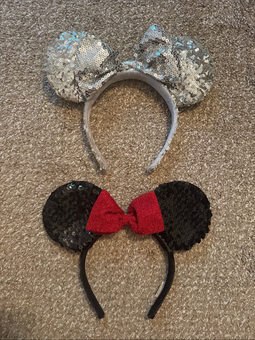 Disney Sequin Minnie Ears Headbands in Silver, Black and Red